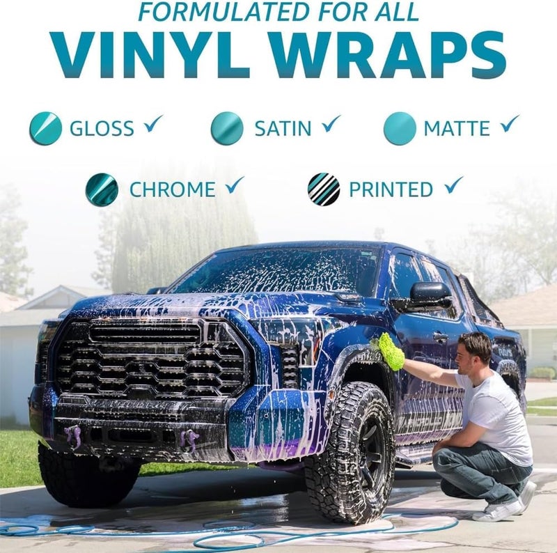 Rev Auto Vinyl Wrap Car Wash Soap Kit - Includes 64oz Car Wash Soap For Vinyl Wrap & Microfiber Wash Mitt | Works in Foam Cannon & Bucket Washes | pH-Balanced, Safe For All Finishes - Image 4